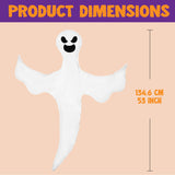 Happy Halloween Tree Ghost Decoration – 53” White Wrap-Around Ghost with Adjustable Arms (Weatherproof Outdoor Decor)