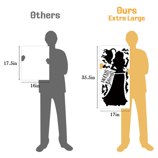 Halloween Window Clings – Extra Large Double-Sided Black Witch & Cat Stickers for Glass & Mirrors