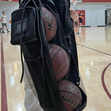 Heavy-Duty 3-Basketball Holder Bag with Zipper Pocket – Canvas & Mesh Sports Carry Sack for Players & Coaches (Black)