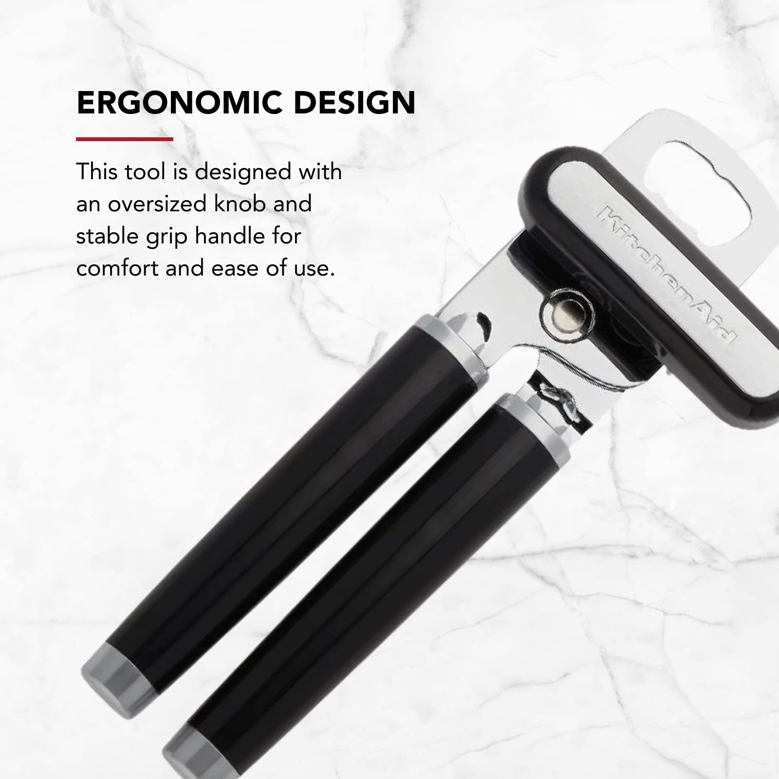 Ergonomic Manual Can Opener with Easy-Turn Knob & Built-In Bottle Opener