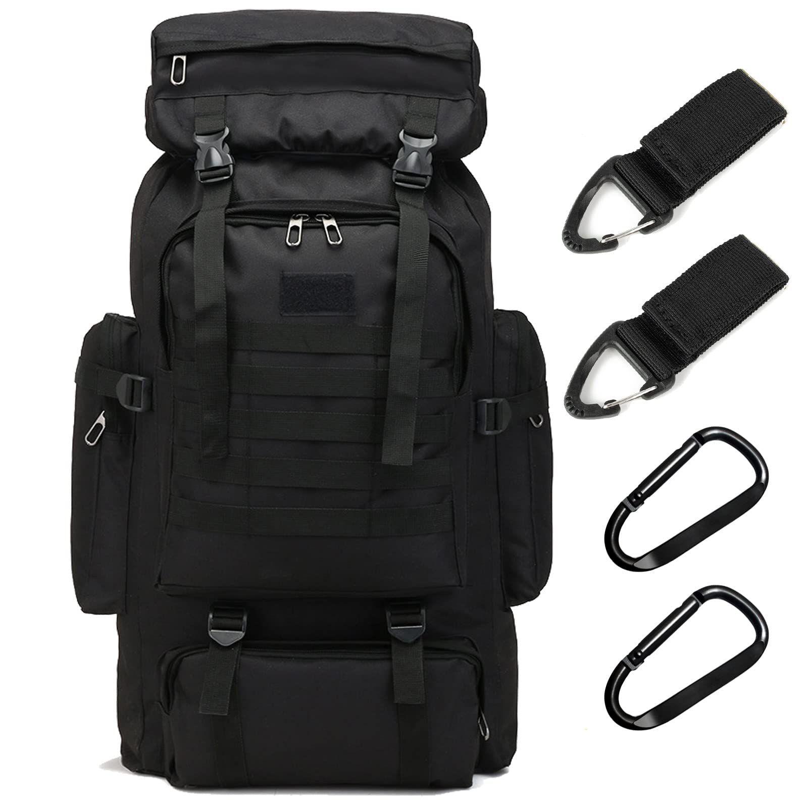 70L Tactical Hiking Backpack for Men – Waterproof Lightweight Military Rucksack with MOLLE for Camping & Outdoor Travel – Black