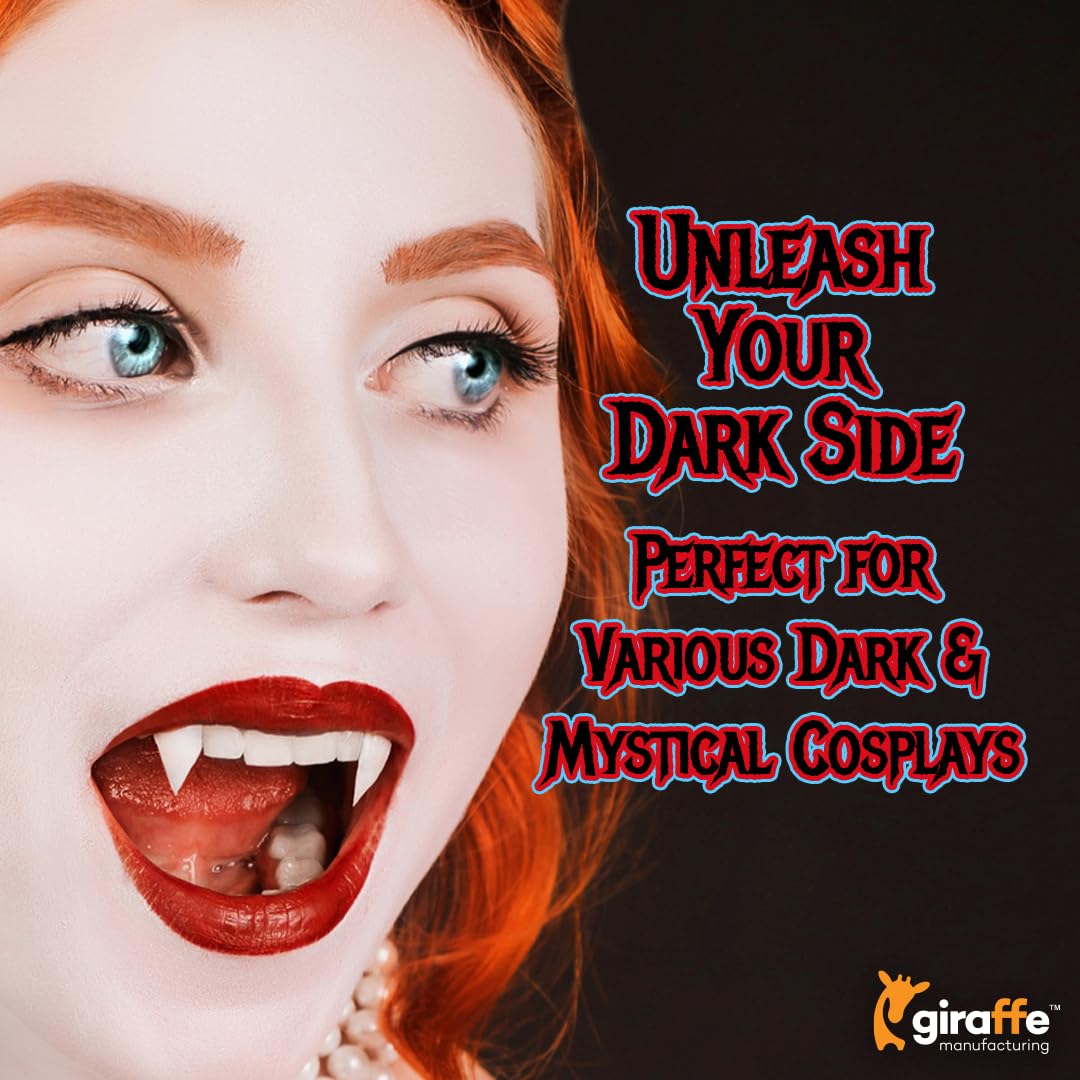 Retractable Vampire Fangs Set – 3 Sizes (13mm, 15mm, 17mm) Non-Toxic Reusable Teeth for Adults & Kids