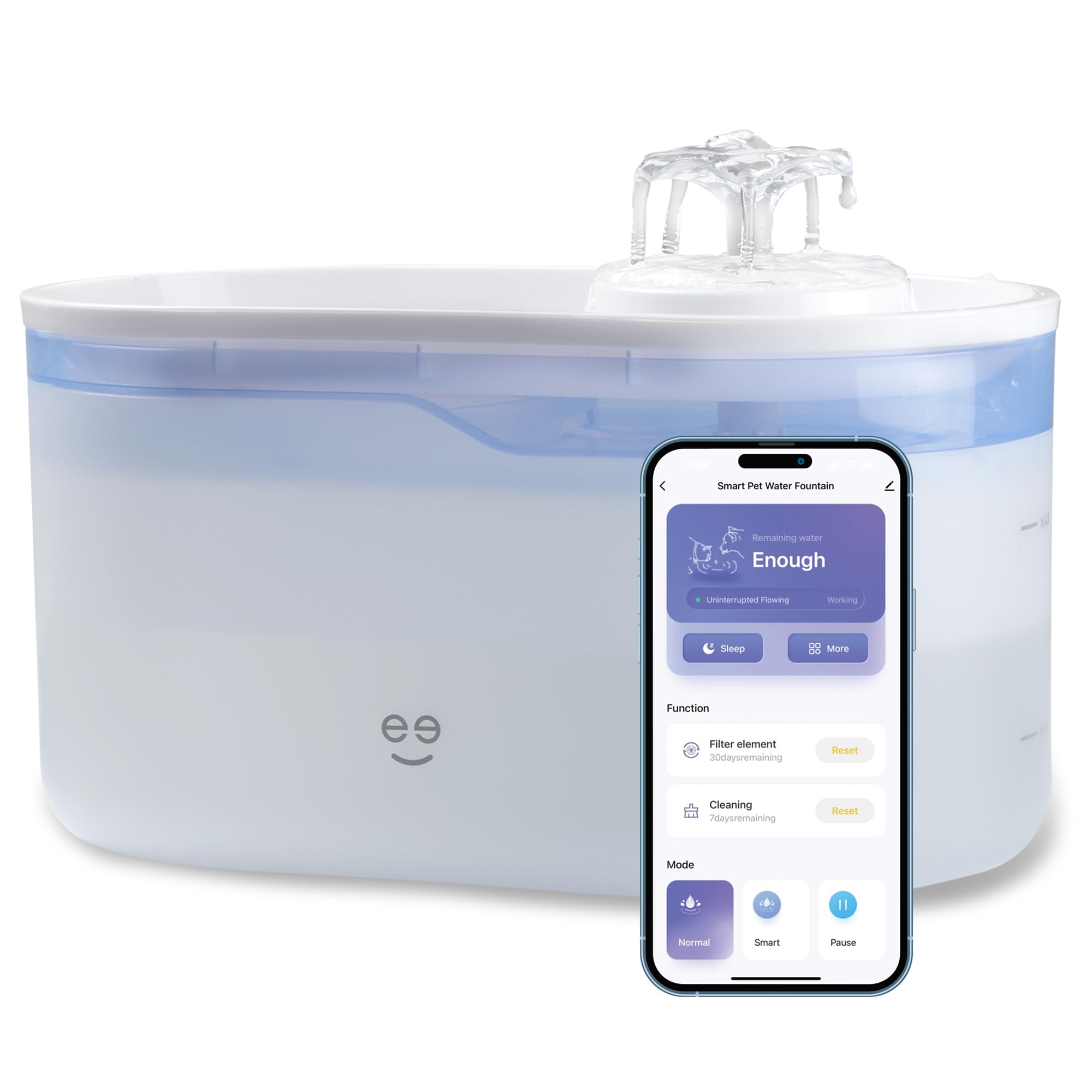 Geeni PetConnect Smart Pet Water Fountain with App Control, 2.6L Filtered Water Dispenser, and Alexa Google Assistant Integration