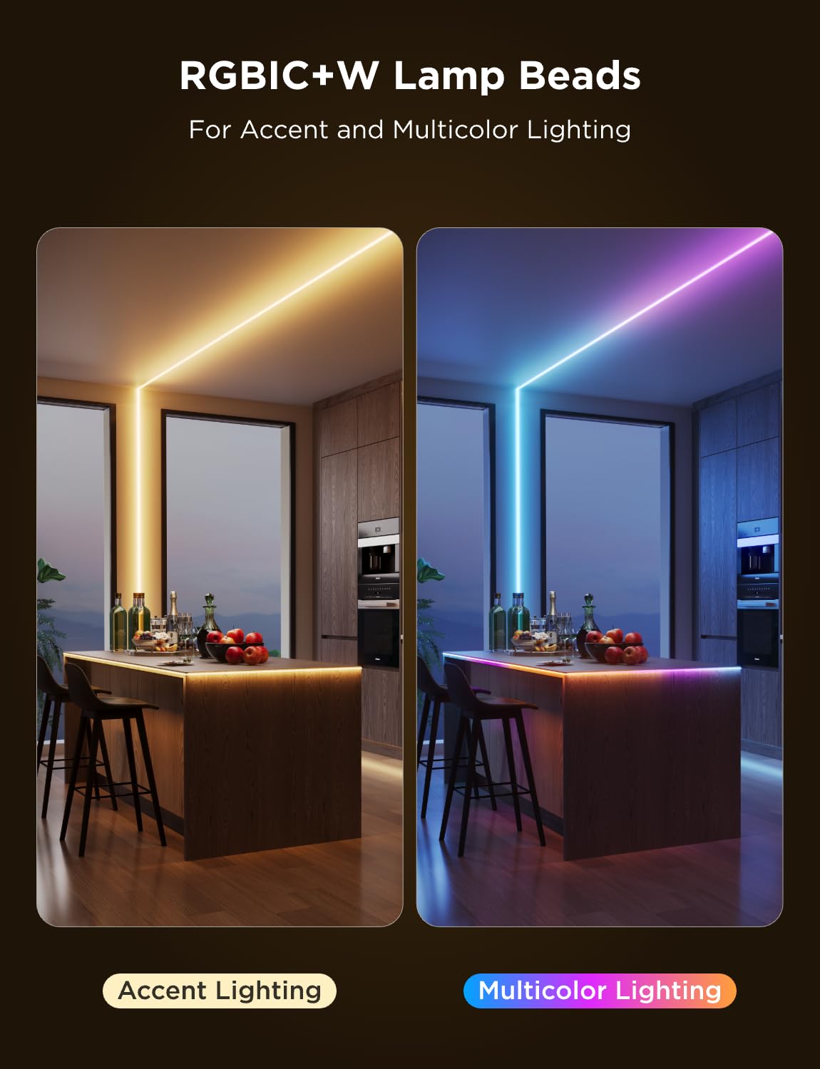 Govee RGBIC COB LED Strip Lights with Matter, 1260 LEDs/m & Silicone Diffuser – Multicolor