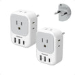 European Travel Plug Adapter with USB-C – 7 in 1 EU Power Adapter with 4 Outlets and USB Ports