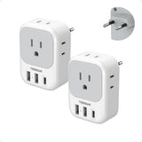 European Travel Plug Adapter with USB-C – 7 in 1 EU Power Adapter with 4 Outlets and USB Ports