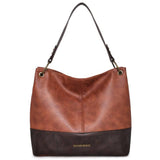 Montana West Hobo Bag for Women – Large Vegan Leather Shoulder Satchel with Contrast Design (Brown)