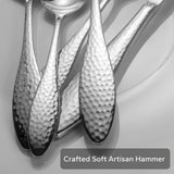 40-Piece Hammered Stainless Steel Flatware Set for 8 – 18/10 Cutlery, Mirror Finish (Silver)