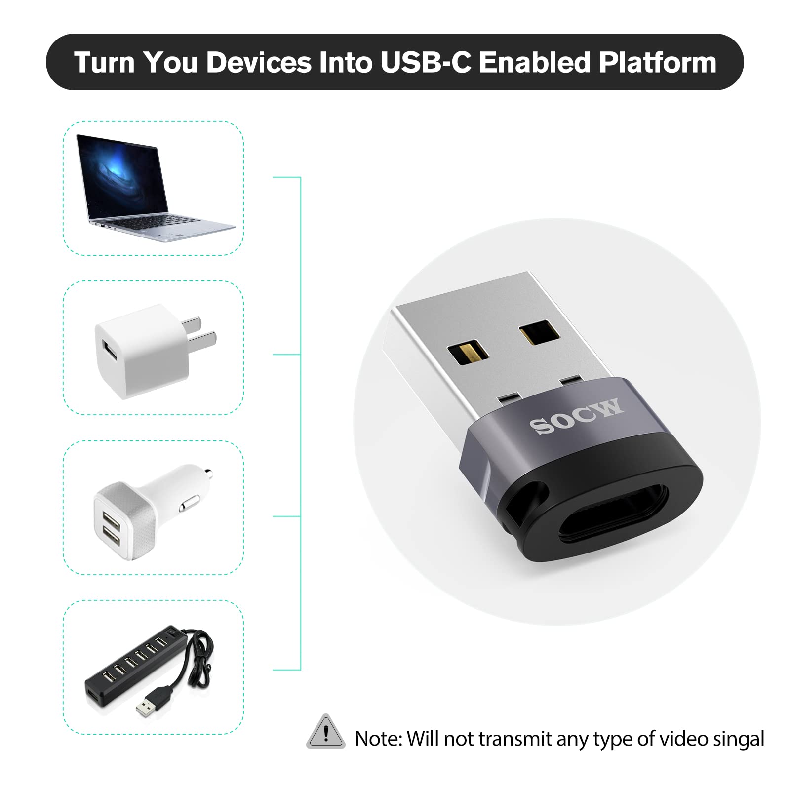 USB-C Female to USB-A Male Adapter – Compact Type-C Converter for Charging & Data Transfer