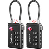 TSA 008 Approved 4-Digit Combination Luggage Lock with Inspection Indicator, Heavy Duty Cable Travel Lock for Suitcases & Backpacks