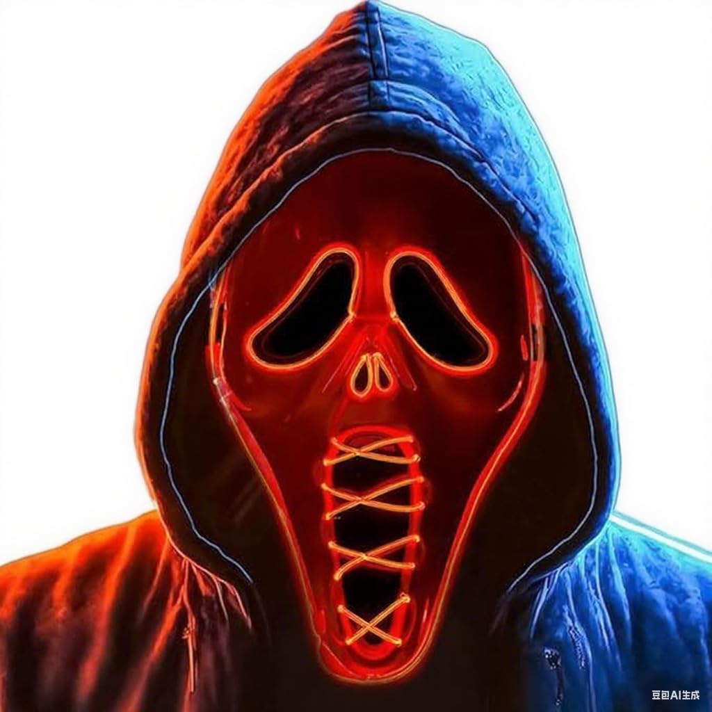 Red Skull Latex Halloween Mask – Full Head Horror Mask with Shroud, Breathable & Comfortable Scary Costume for Adults