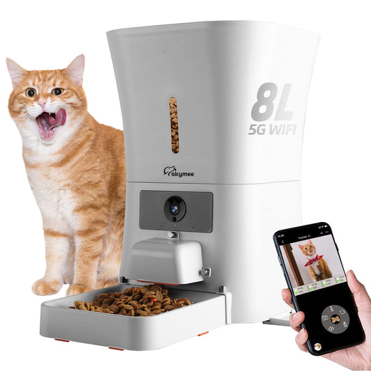 Smart Automatic Pet Feeder with 1080P HD Camera, 8L Capacity, WiFi App Control, Night Vision & Two-Way Audio for Cats and Dogs