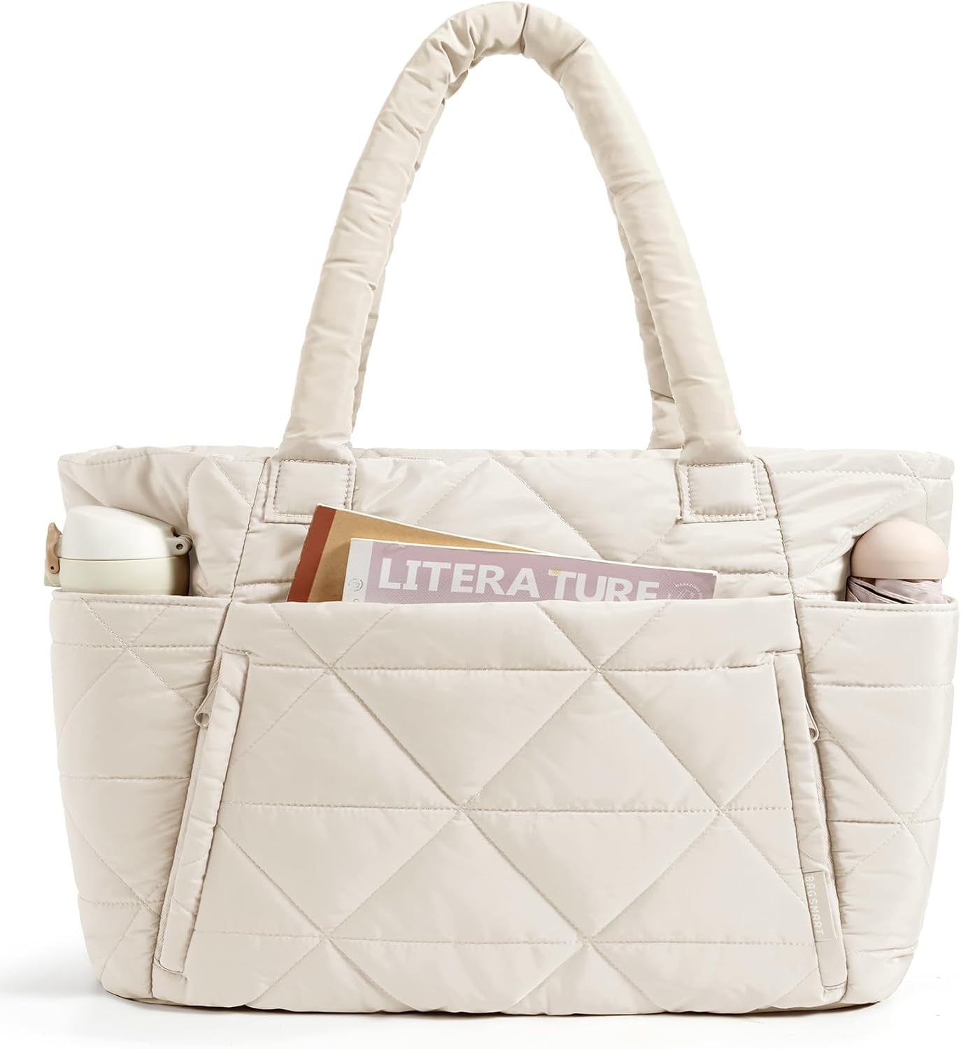 Puffy Tote Bag for Women - Lightweight 15.6" Laptop Work Bag