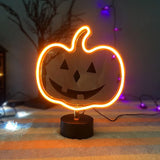 Pumpkin Neon LED Sign – Orange Halloween Emoji Design, USB & Battery Powered Table Décor Light for Kids & Party