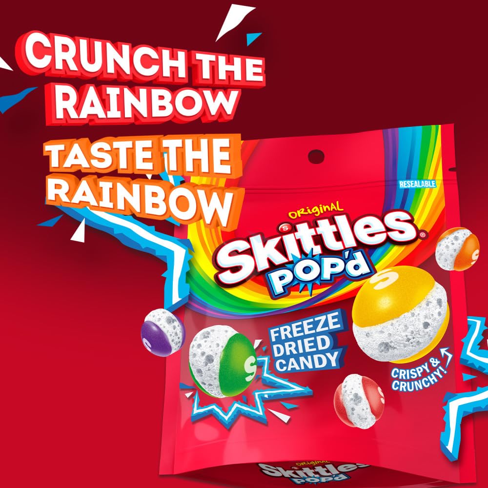 SKITTLES POP’d Originals Freeze Dried Candy – 5.5oz Crunchy Fruity Mix with Bold Flavors & Irresistible Crisp 🌈🍓🍋