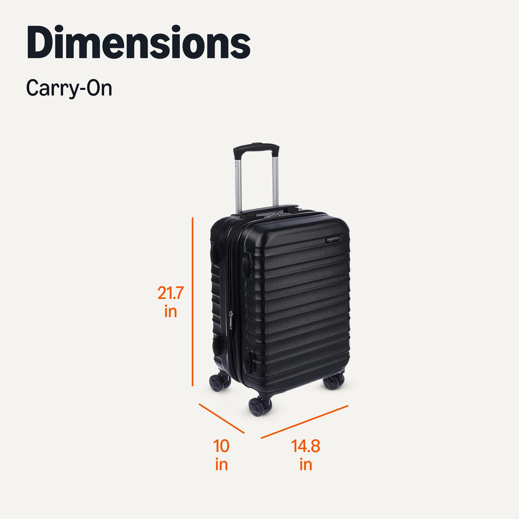 Amazon Basics 21-Inch Expandable Hardside Carry-On Suitcase with Spinner Wheels – Black