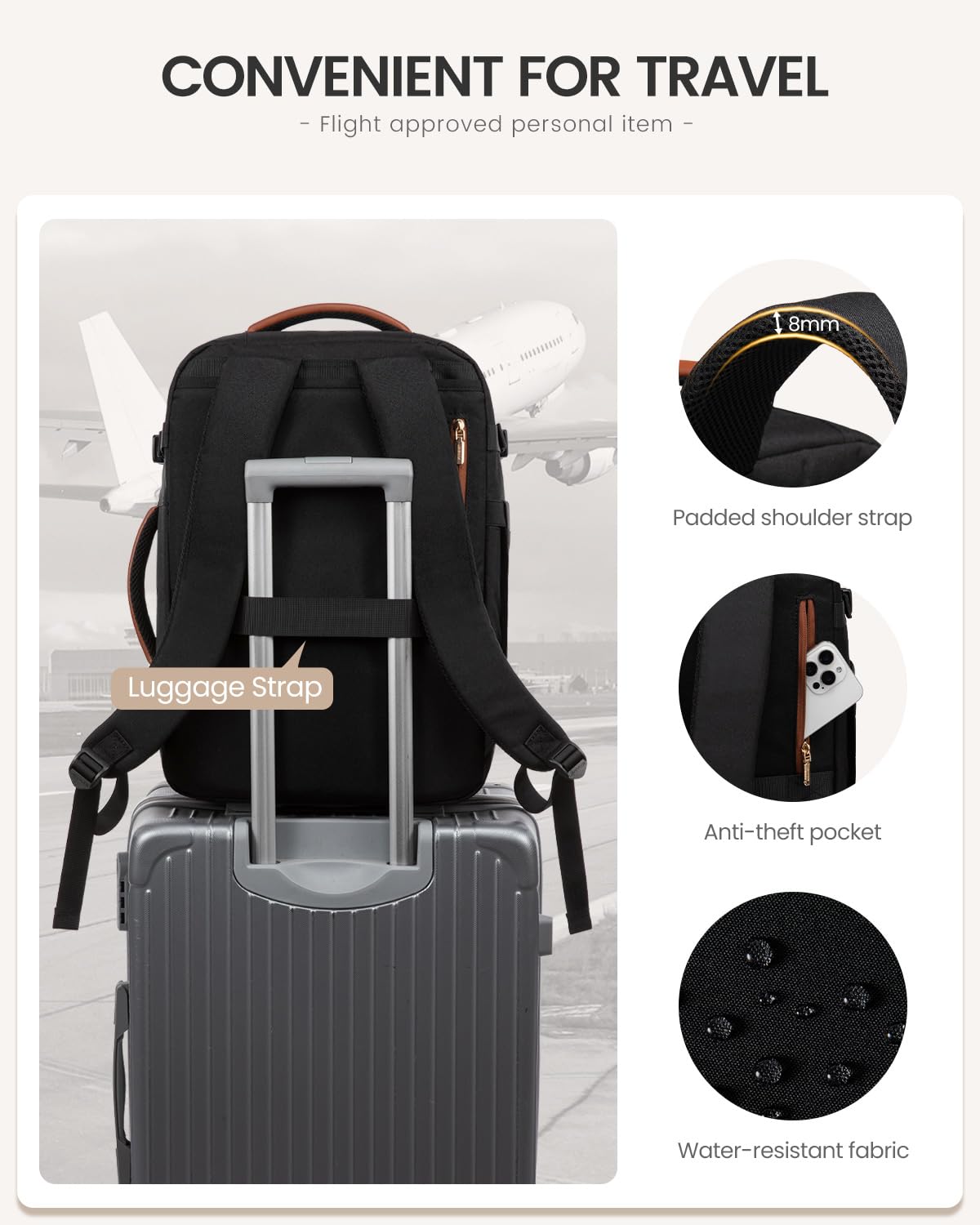 LOVEVOOK 40L Airline-Approved Carry-On Travel Backpack with Packing Cubes & Wet Pocket – Unisex