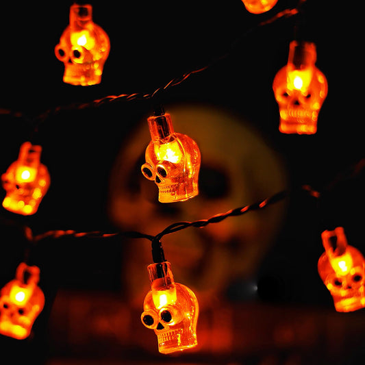 Halloween Pumpkin String Lights – 2 Pack 20 LED Battery Operated Lights (8.2 FT Each, 3 Modes, Orange Glow)