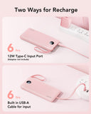 VRURC 10000mAh Portable Power Bank with Built-in Cables, LED Display & Multi-Device Fast Charging – Compact Travel Charger Pink