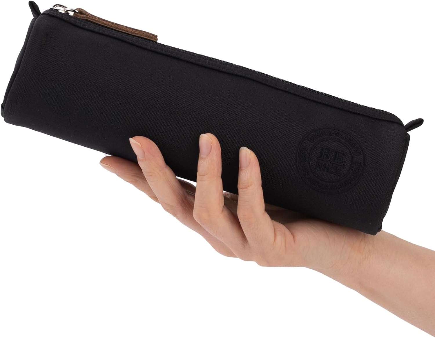 Black Compact Cylindrical Pencil Case with Handle
