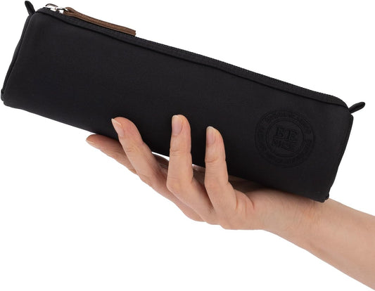 Black Compact Cylindrical Pencil Case with Handle
