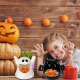 2-Piece Ceramic Halloween Candy Bowl Set – Ghost & Bat Design, White & Black Decorative Candy Dishes