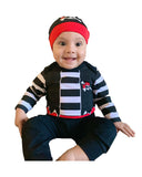 Gray Baby Pirate Costume – Soft Cotton Romper Set with Pants and Hat for Halloween, Fall & Daily Wear