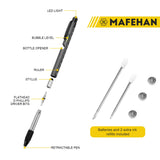 9-in-1 Multi Tool Pen with LED Light, Stylus & Screwdrivers – Aluminum EDC Gadget Gift Set Black