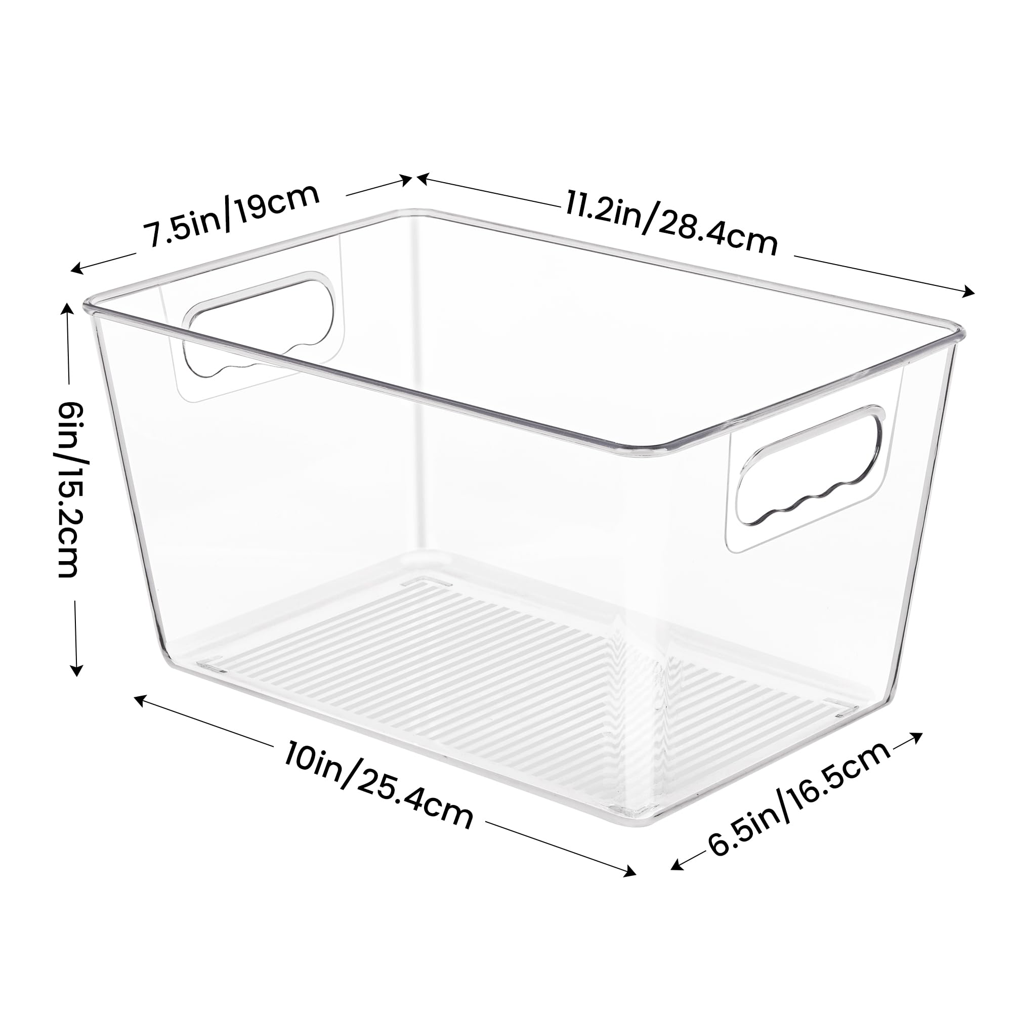 6-Pack Clear Pantry Organizer Bins – Plastic Storage Containers with Handles (Clear)