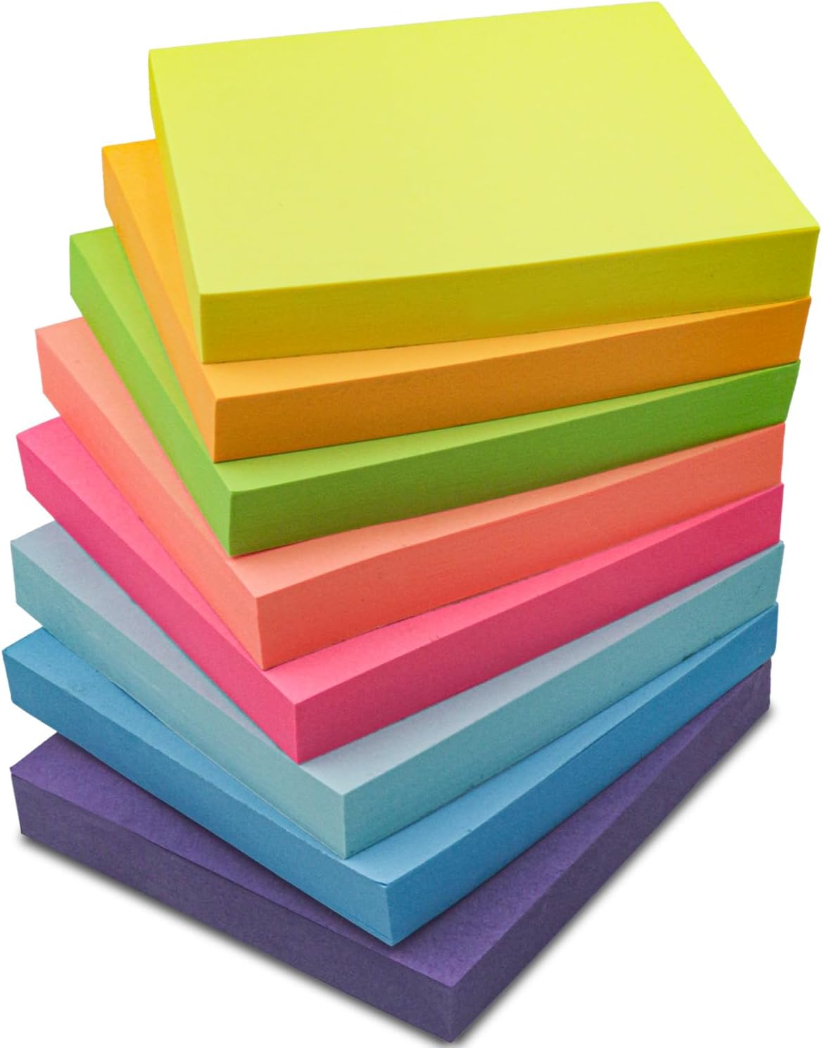 8-Pack Multicolor Sticky Notes, 800 Sheets Total