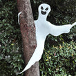 Happy Halloween Tree Ghost Decoration – 53” White Wrap-Around Ghost with Adjustable Arms (Weatherproof Outdoor Decor)