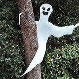 Happy Halloween Tree Ghost Decoration – 53” White Wrap-Around Ghost with Adjustable Arms (Weatherproof Outdoor Decor)