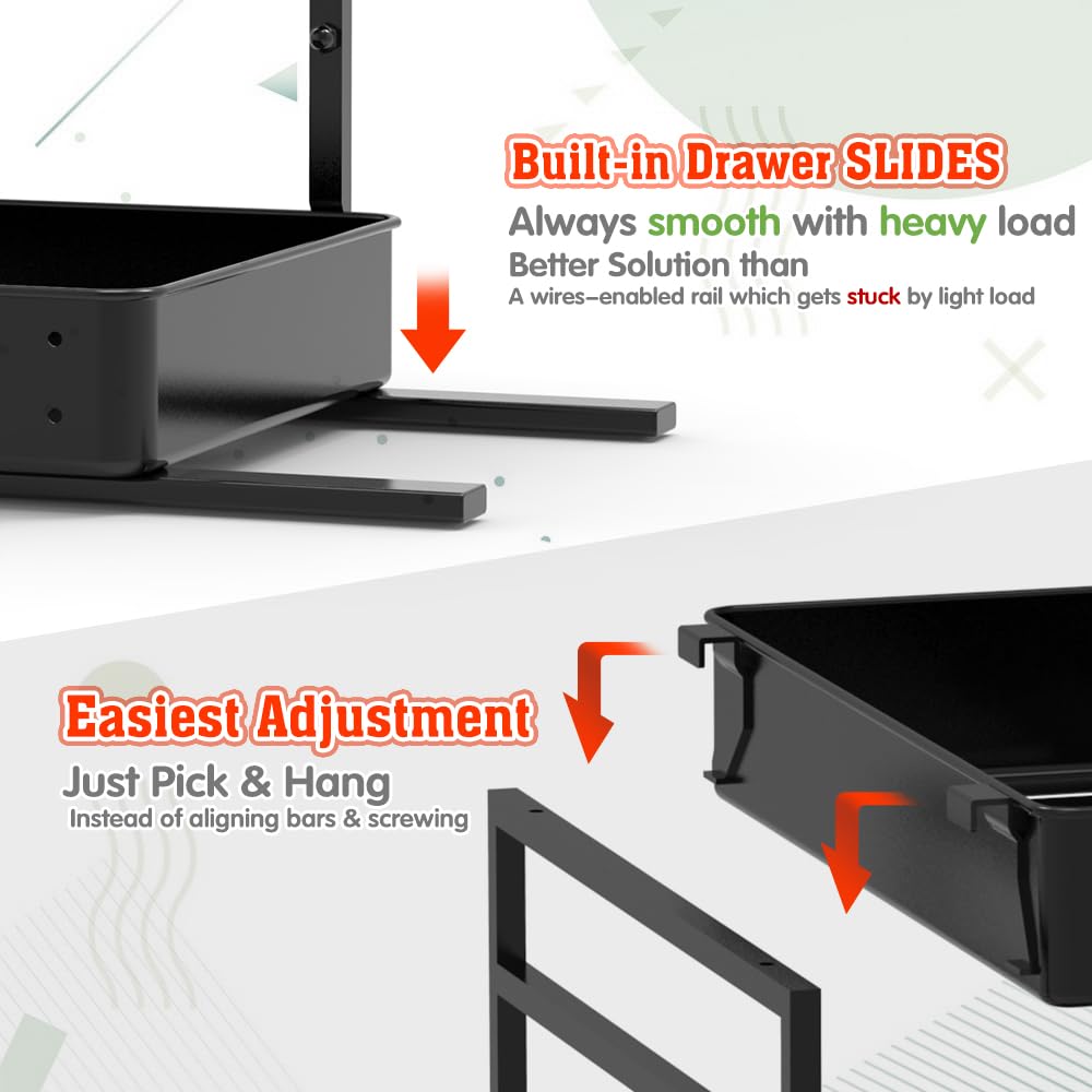 Everie Height-Adjustable 2-Tier Pull-Out Under-Sink Organizer – Heavy-Duty Metal Slide Shelf System