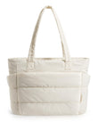 BAGSMART Lightweight Puffy Tote Bag for Women – Quilted Shoulder Handbag with Compartments for Work, Travel & Gym (Beige)