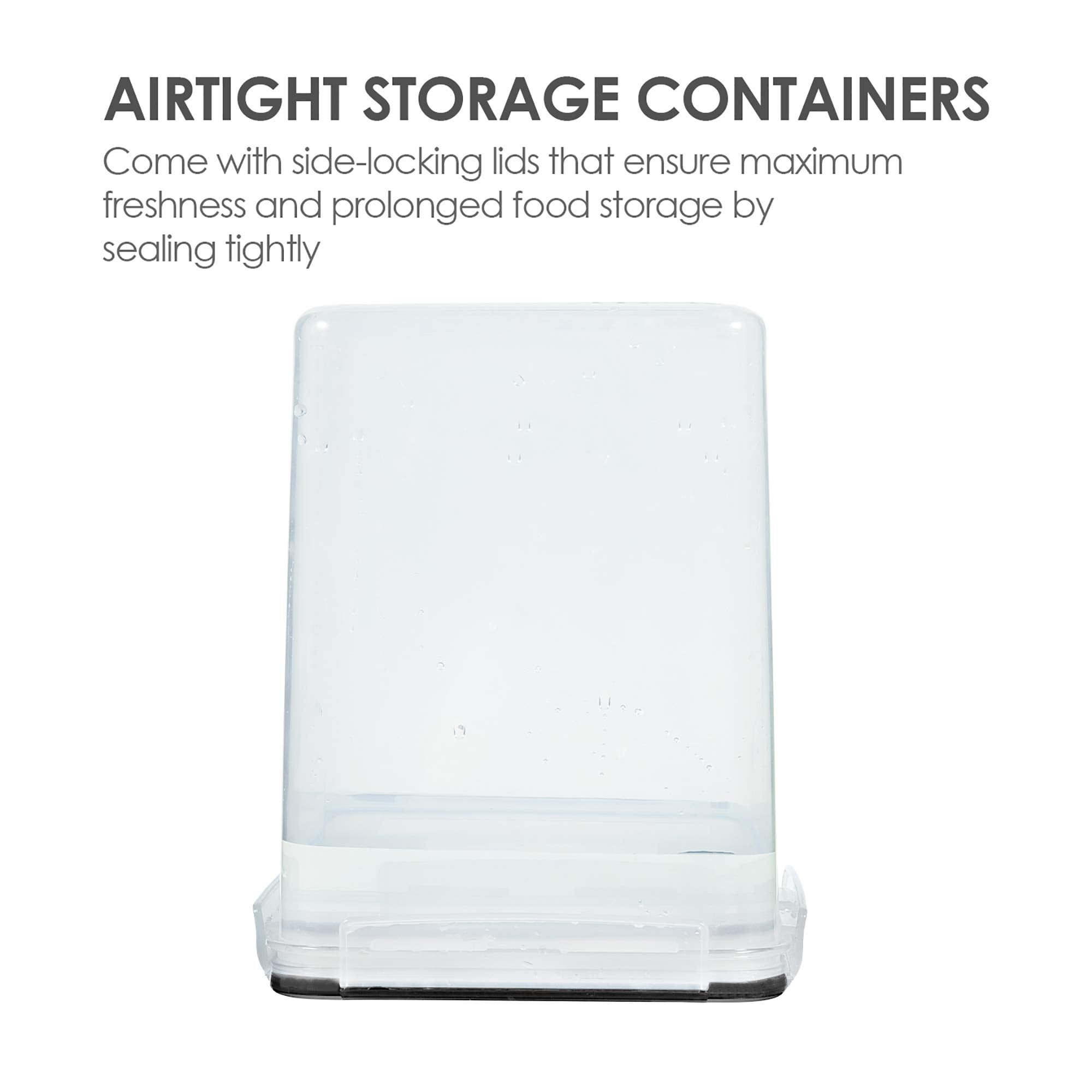 Large Airtight Pantry Storage Containers Set – 4 BPA-Free Canisters with Measuring Cups & Chalkboard Labels (Black)