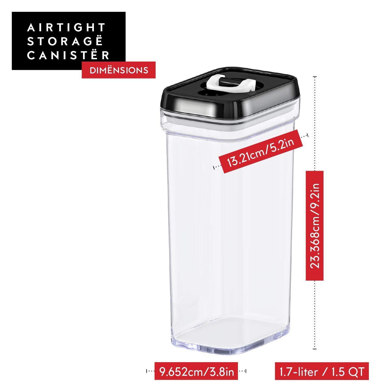 Dwellza 1.7L Airtight Food Storage Containers – 4-Piece BPA-Free Pantry Organization Set