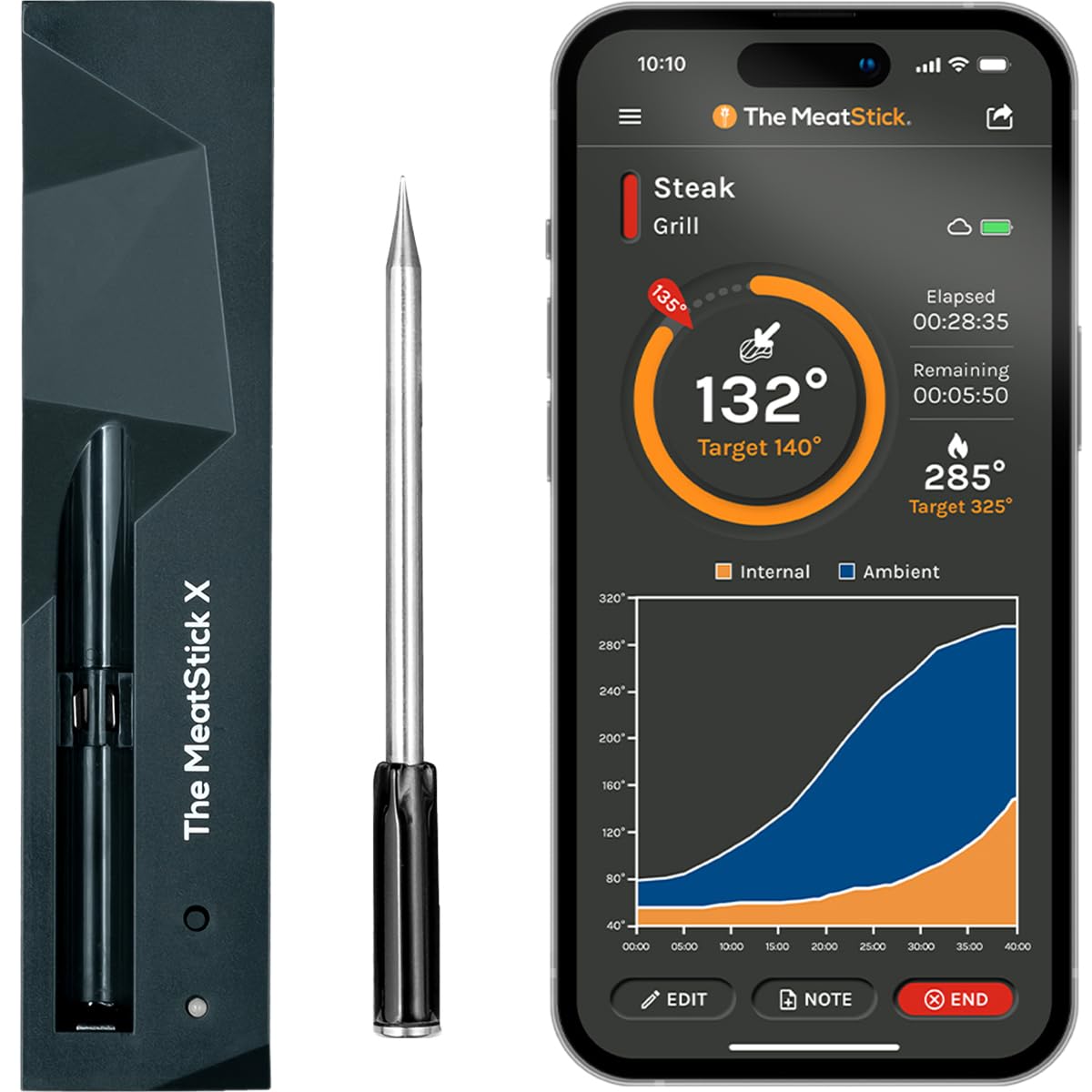 Wireless Smart Meat Thermometer with 500ft+ Range & App Control