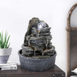 LED Rock Waterfall Table Fountain with Crystal Orb, 4-Tier Indoor Zen Water Feature & Ultra Quiet Pump – 9.8" Decorative Desktop Fountain