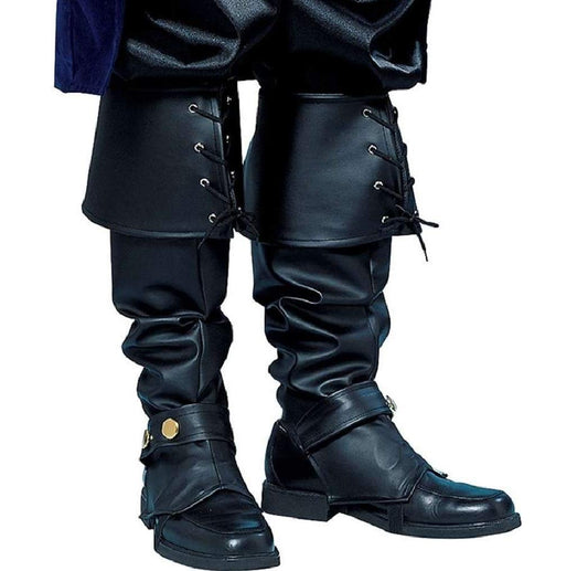 Black Knee-Length Boot Covers – Instant Pirate & Witch Costume Shoe Accessory