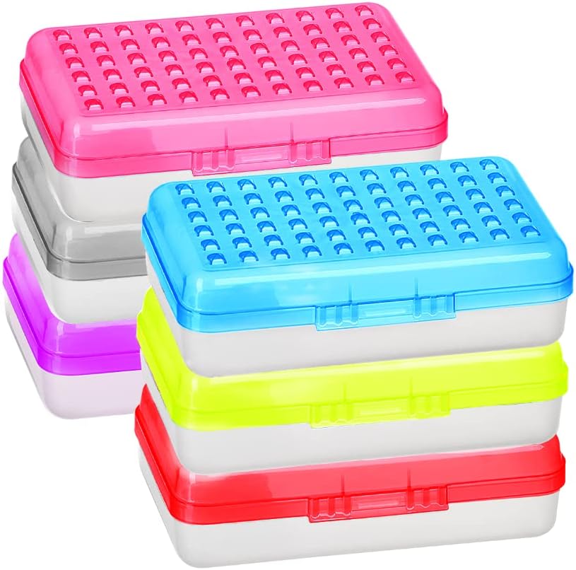 6-Pack Assorted Stackable Plastic Pencil Boxes