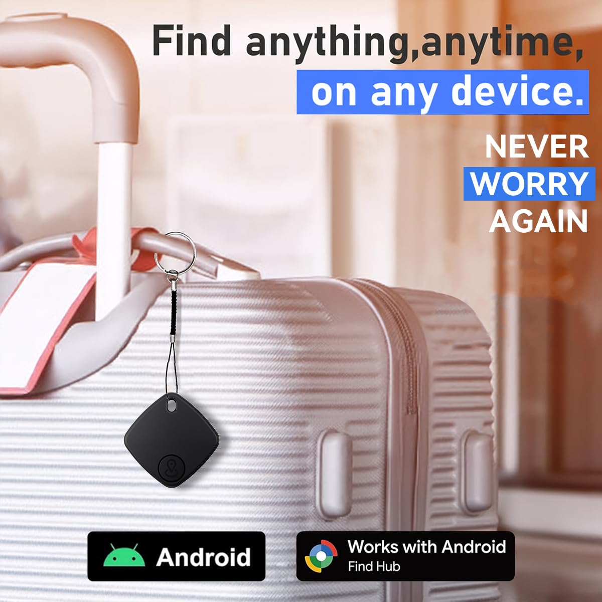 Android Find Hub Bluetooth Tracker Tag 4 Pack, Google Certified Item Finder with Global Tracking and Replaceable Battery
