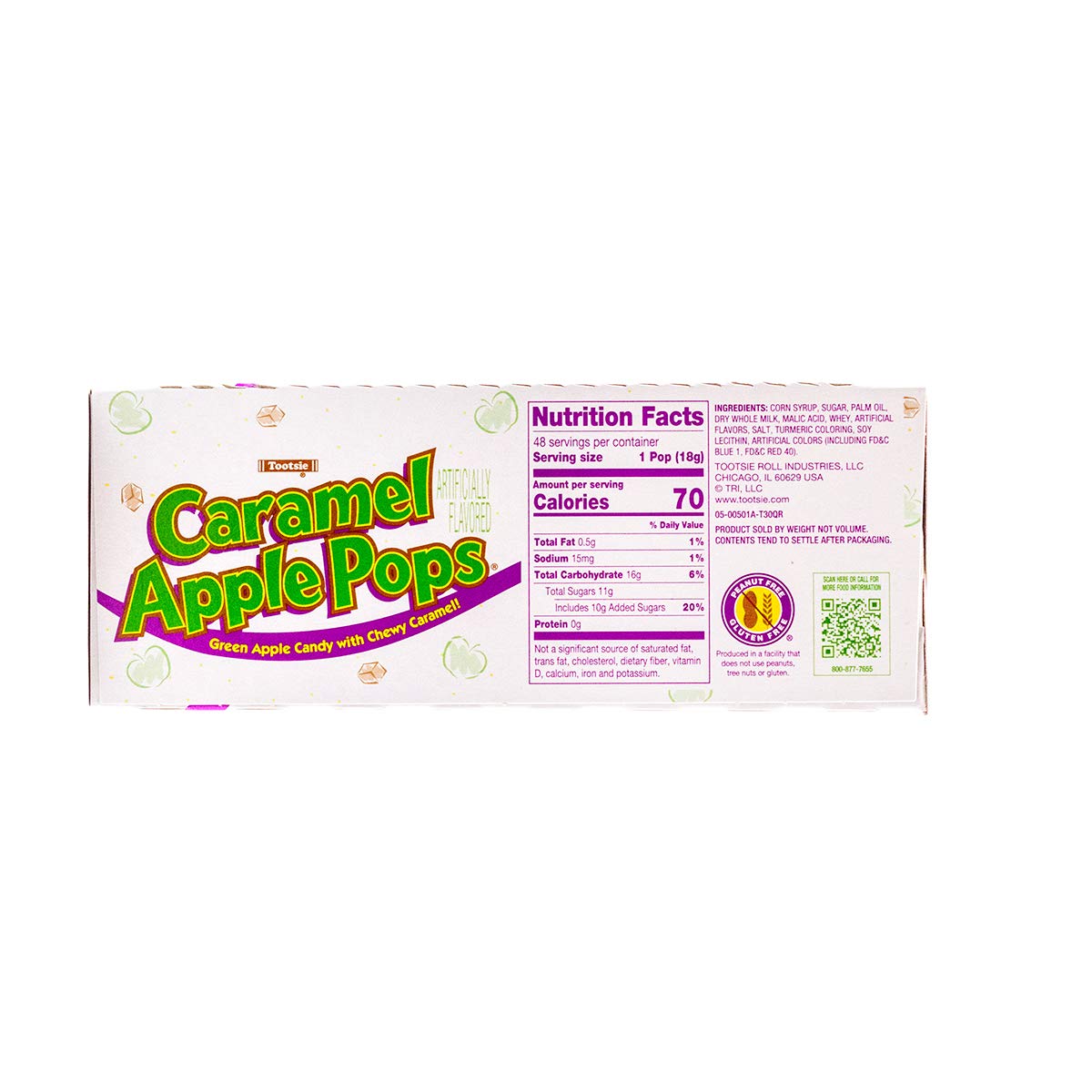 Tootsie Roll Caramel Apple Pops – Original Version (Box of 48) – Green Apple Lollipops Coated in Rich Caramel