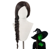 Brown Braided Witch Wig – Heat-Resistant Long Braid Elphaba Style Hair for Cosplay & Halloween 🧙‍♀️✨