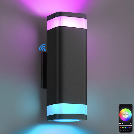 WiFi Smart RGB Outdoor Wall Light – Dusk to Dawn Up & Down Sconce with Alexa Control