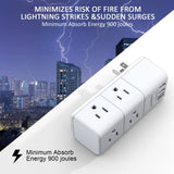 9-in-1 Rotating Power Outlet Extender with USB-C – Surge Protector Wall Charger with 6 AC Ports