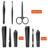 7-Piece Professional Manicure & Grooming Kit – Stainless Steel Nail Clipper Set with Travel Case (Black & Red)