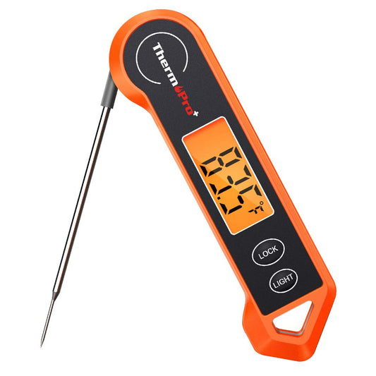 Instant Read Digital Meat Thermometer – Auto-Rotating Backlit Display, Waterproof & Ultra-Fast Probe