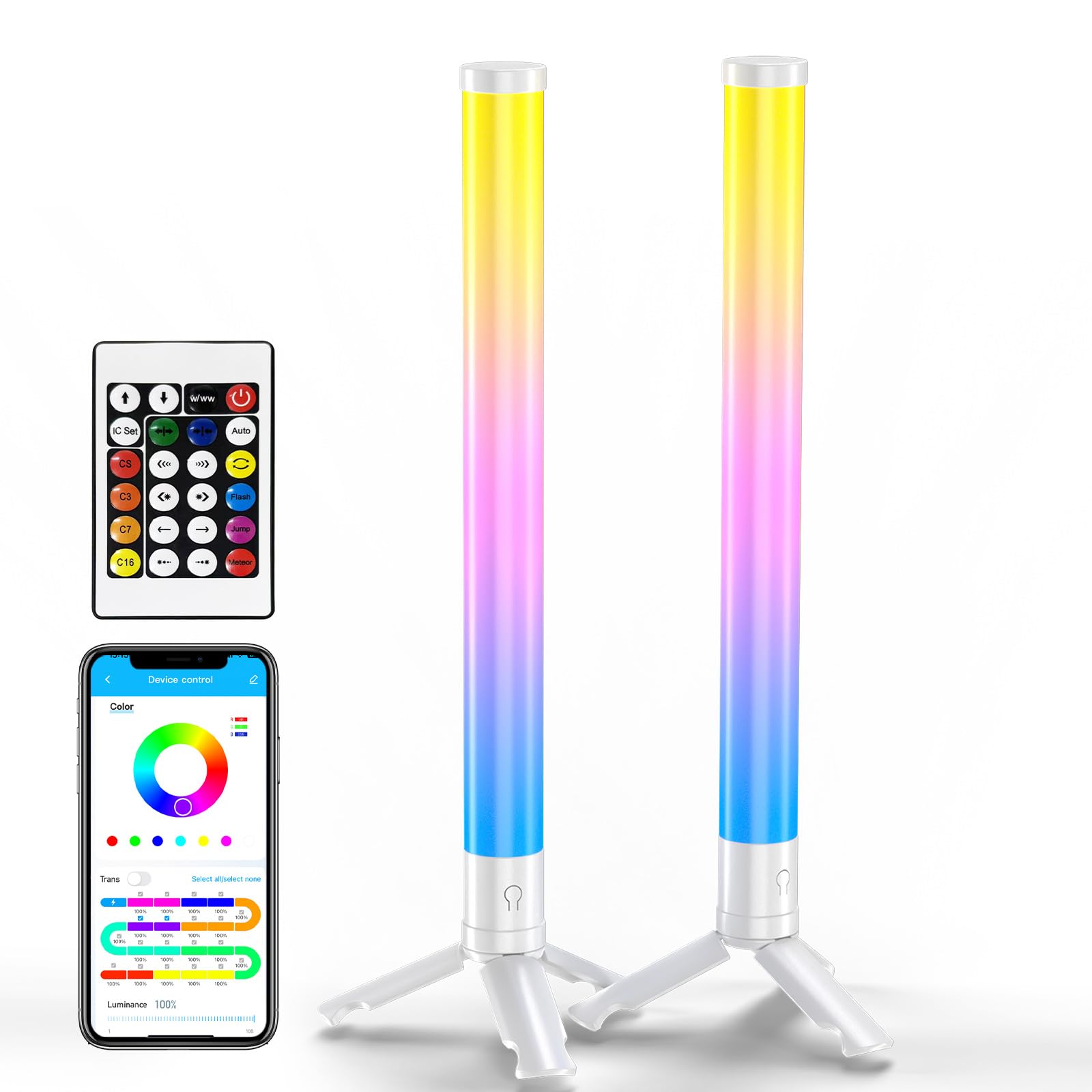 360° RGB Light Bars – 16 Million Colors Bluetooth Mood Lighting for TV, Gaming & Bedroom Setup