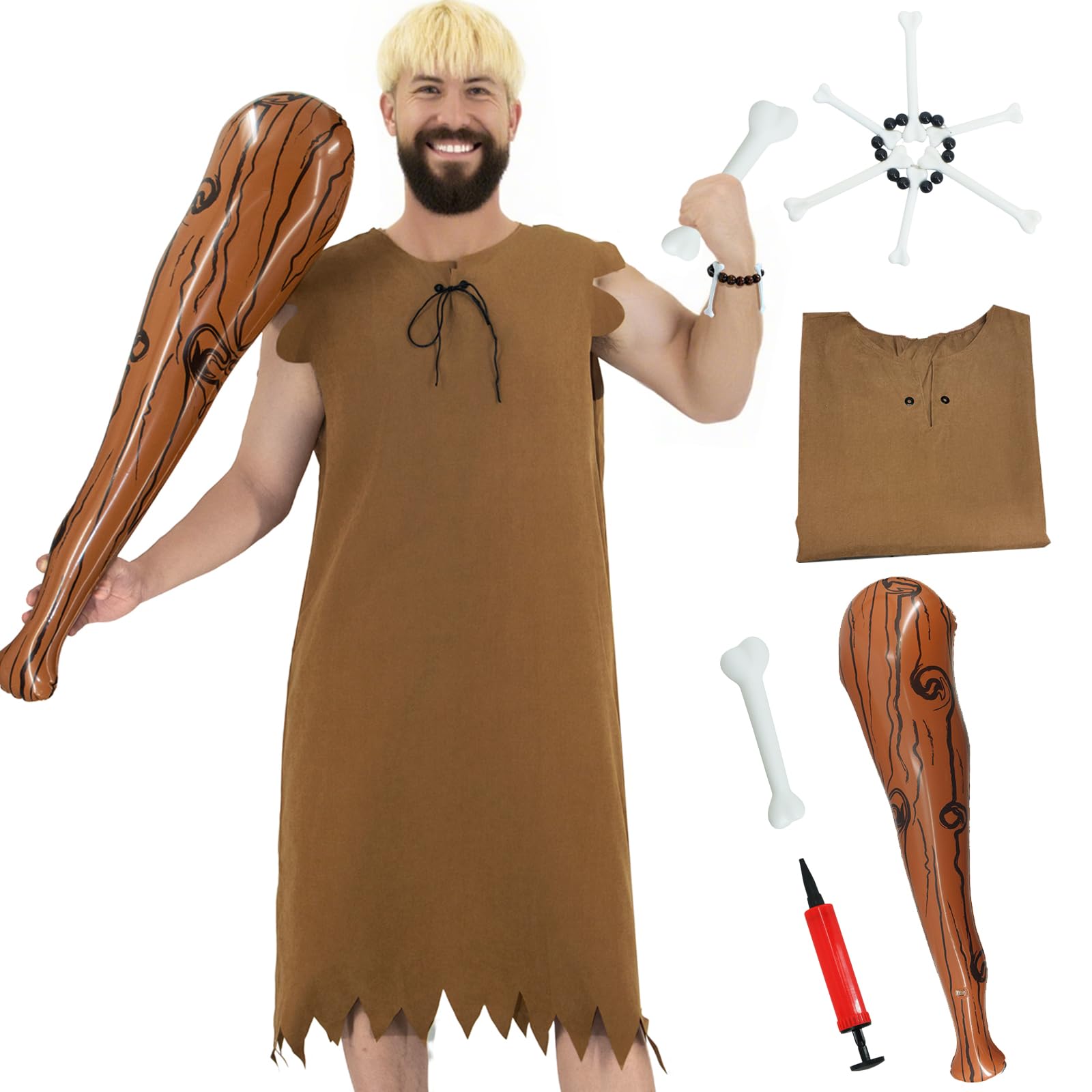 Barney Caveman Costume Set – Prehistoric Stone Age Outfit for Men 🪨🔥