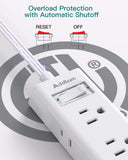 Ultra Flat Plug Power Strip – 6 Outlet Extension Cord with Right Angle Slim Design